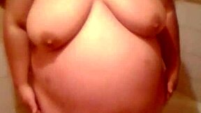 hot bathtub blowjob and cum on boobs in bathroom