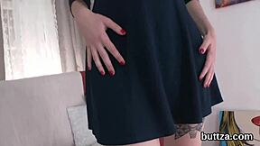 Adorable semi-nude petite kitten gets banged in gaped anal