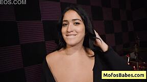 Natural busty teen brunette enjoys big loads of hot cum on her pretty face