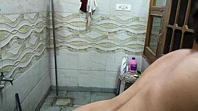 Yo, saw this hot Indian bhabhi bathing, had to touch her tight pussy