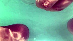 intense underwater creampie and deep dildo penetration in shaved pussy