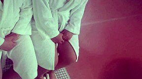 damn, my slut wife banging a stranger at the sauna!