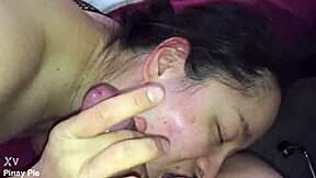 Asian Milf Fluffing Cock On Webcam!