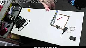 Petite brunette shoplifter fucked by guard