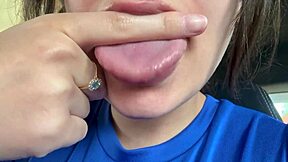 latina lover spits in mouth with tongue on ass