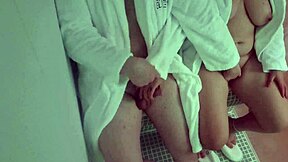 damn, my slut wife banging a stranger at the sauna!