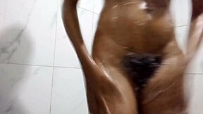 Indian teen bathes, pissing indoors in part 06
