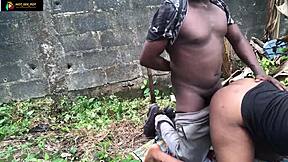 Two farmers fuck hard in the bush with big asses!