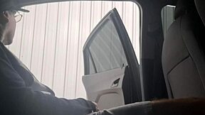 Risky street handjob for bus stop student.