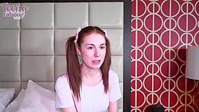 Redhead Ellie Murphy rides mature Seth Brogan in cowgirl, getting creampied.