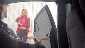 Risky street handjob for bus stop student.