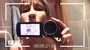 french girl masturbates in bathtub with foam