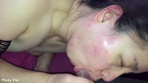 Asian Milf Fluffing Cock On Webcam!