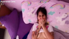 Creampie dripping with thong pushed aside under tight miniskirt