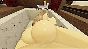 brunette with fat ass sucks and fucks hard in bathtub