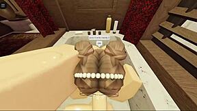 brunette with fat ass sucks and fucks hard in bathtub