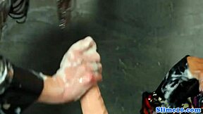 eurobabes enjoy bukkake fetish and strapon play