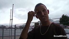 Real German Teen Enjoys Outdoor Threesome with Stranger in Public