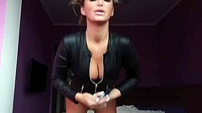 so, this mistress humiliates you with edging instructions, teasing your hairless pussy and big tits in bdsm domination