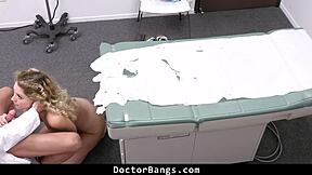 Raw Blonde young 18+ patient licked bent over by doctor for intense orgasm