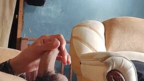 masturbating cock in living room panties