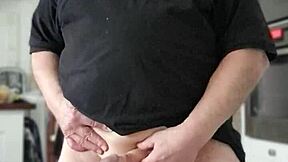 chris the old man does striptease with dirty talk and ripped clothes.