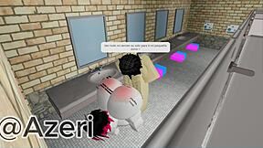 Fucking friend in public bathroom with big ass and monster cock.