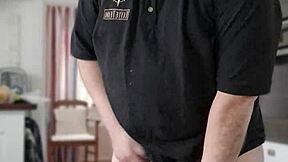 chris the old man does striptease with dirty talk and ripped clothes.