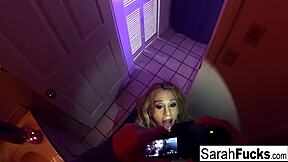 Pornstar Sarah Jessie Gives A Bj In The Bathroom