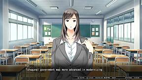 Married Japanese teacher with big boobs gets hypnotic orgasm in class