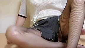 Ting Xuan rides dildo in stockings