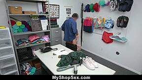 Teen 18+ Shoplifter Faces Strict Action by Mall Officer. Watch Her Bend Over!