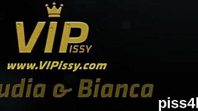 hey, innocent lesbo chicks drenched in pee splashing wet slits