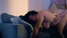 Horny wife moans as she's fucked hard in living room with dripping pussy 😩💦