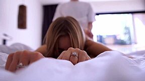 in the hotel, mira david earns a creampie after doggystyle blowjob