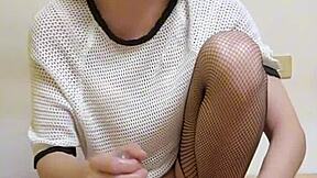 Ting Xuan rides dildo in stockings