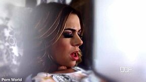 Russian Brunette Slams Her Pink Pussy With Huge Banana