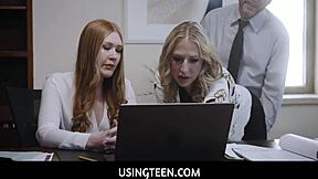 Redhead Hot Teen Intern And Blonde Milf Assistant Freeused