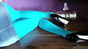 Beautiful Latina MILF in Pantyhose and Heels on Desk