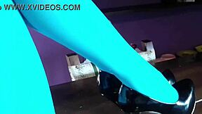 Beautiful Latina MILF in Pantyhose and Heels on Desk