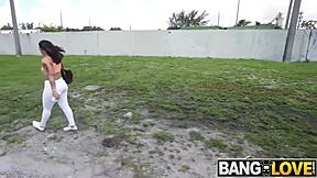 i watch big ass brunette ride cock with horny blowjob and pussy play