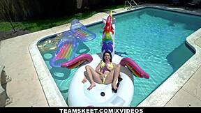 Exxxtrasmall 18+ Tiny Riley Jean Craves Real Big Dick Over Dildo. Poolside Hardcore Leaves Her Bent Over!