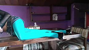 Beautiful Latina MILF in Pantyhose and Heels on Desk