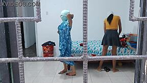 Latina and Ebony Housewives Groping Tits and Asses While Doing Housework, Flashing Brunette Bodies