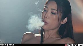 sexy japanese emiri in leather gives smoking hot blowjob doggystyle