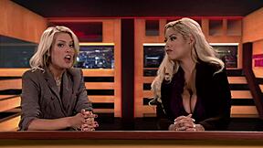 Jo-Kerr and team discuss liquid lunch in editorial office.