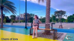 First Outdoor Date With Friend's Friend Turns Wild! Asian Cutie Bent Over for Creampie!