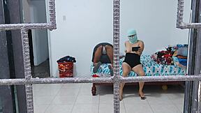 Latina and Ebony Housewives Groping Tits and Asses While Doing Housework, Flashing Brunette Bodies