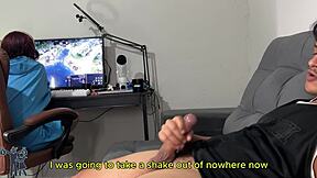 Risky Handjob Will She Notice English Subtitles with Latina Femdom and Small Tits