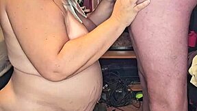 Pregnant milf eagerly sucks on a massive cock for ultimate pleasure.